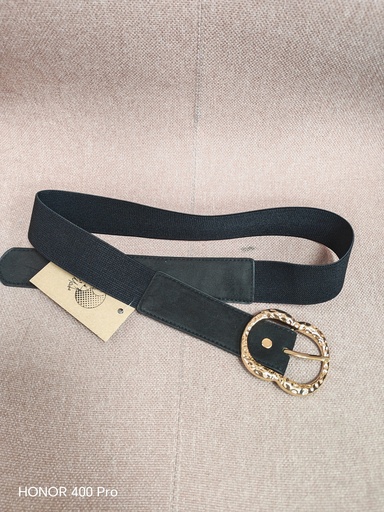 Ceinture petite noire boucle dorée- 4cm