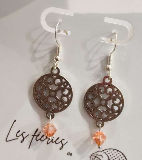 Boucles d'oreilles argentées Mandalas Toupies PureCrystal Caramel Delight