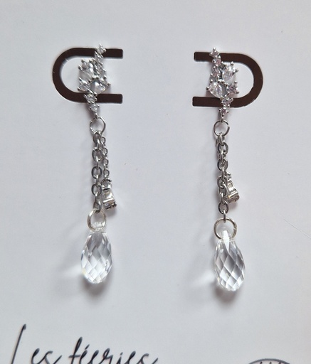 Boucles d'oreilles en argent fleurs avec goutes PureCrystal 