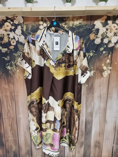 Robe satinées paysage chocolat
