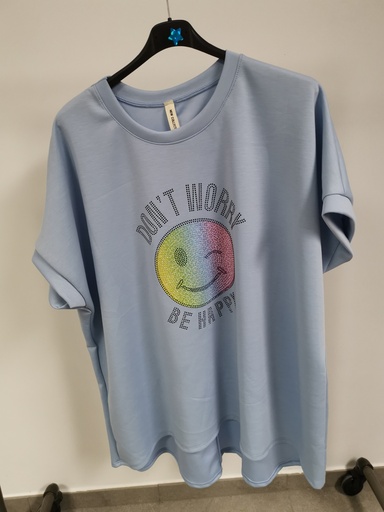 Pull t-shirt don't worry bleu