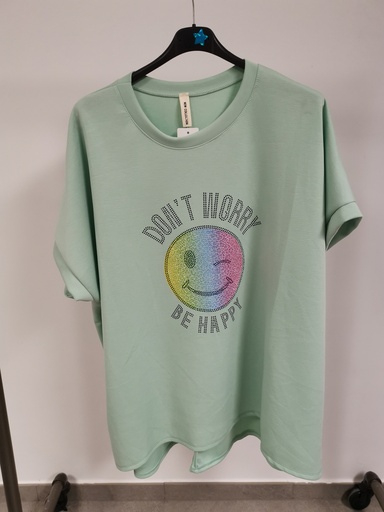 Pull t-shirt don't worry vert eau