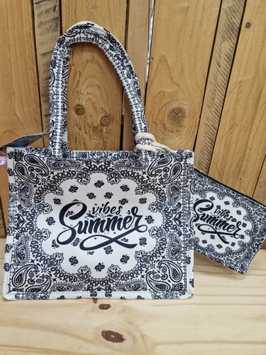 Sac + pochette "Summer Vibes" noir