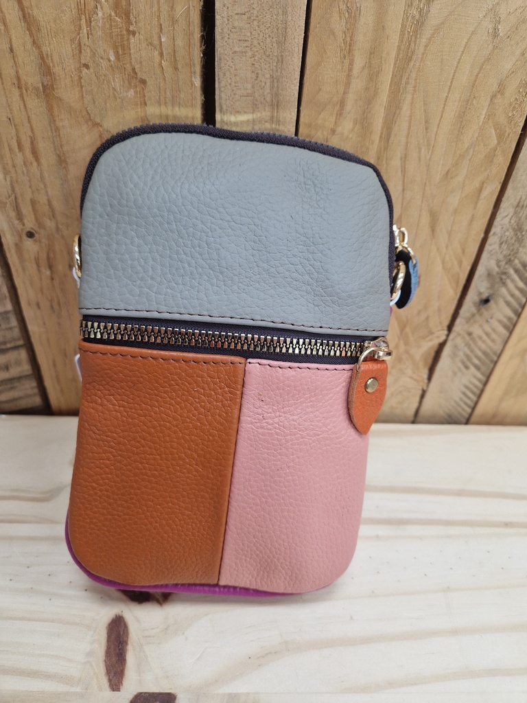 Pochette sac "Coloria" cuir taupe