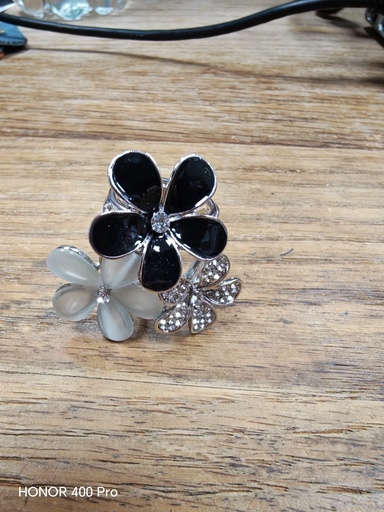 Rond de foulard fleurs noires