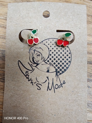Boucles d'oreilles Acier Chirurgical dorées Cerises