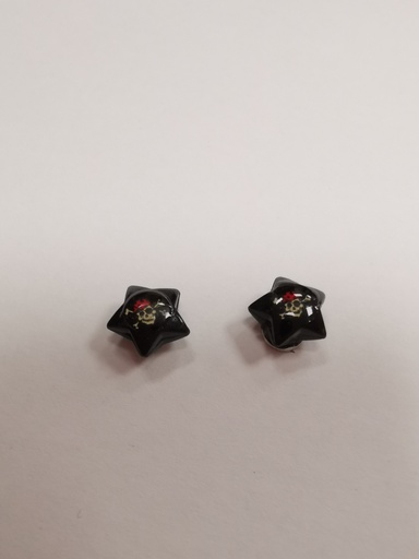 Boucles d'oreilles aimantées "Skull pirate rouge" UNITAIRE