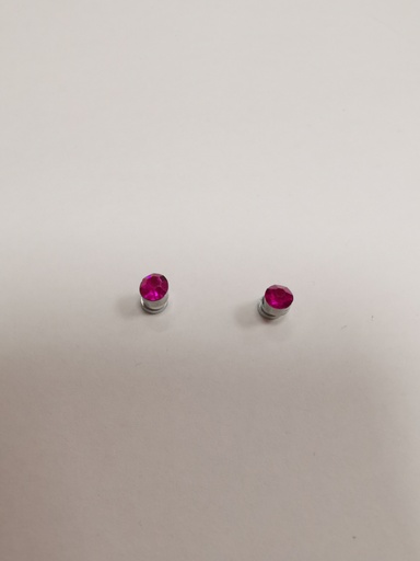 Boucles d'oreilles aimantées strass 6mm magenta