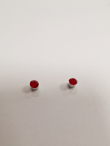 Boucles d'oreilles aimantées strass 6mm rouge