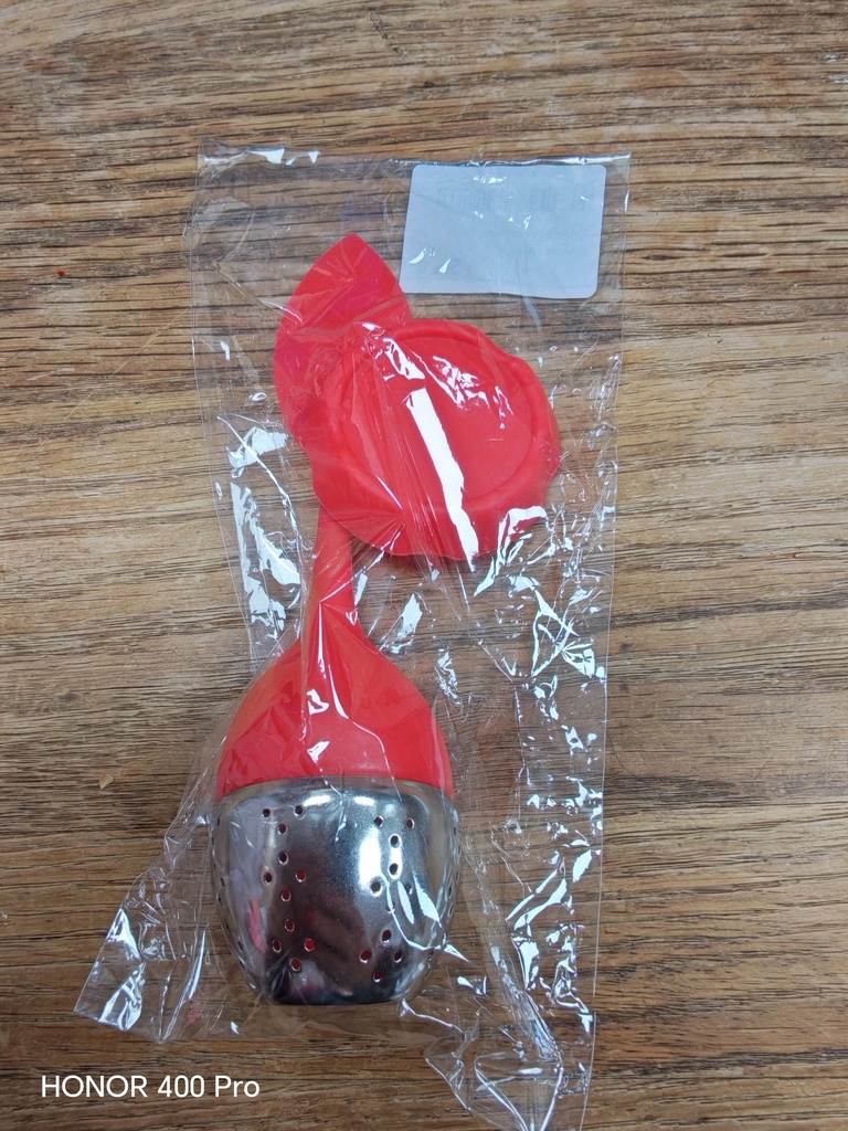 Boule à thé feuilles-bac à gouttes rouge