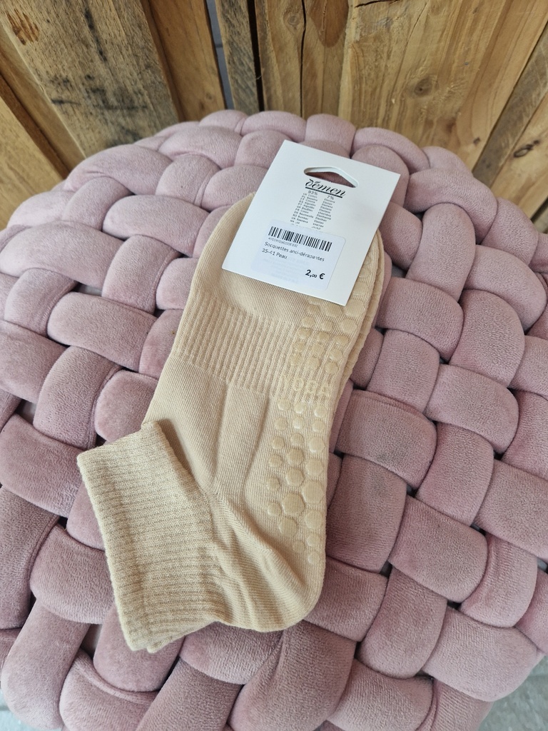 Socquettes anti-dérapantes 35-41 Peau