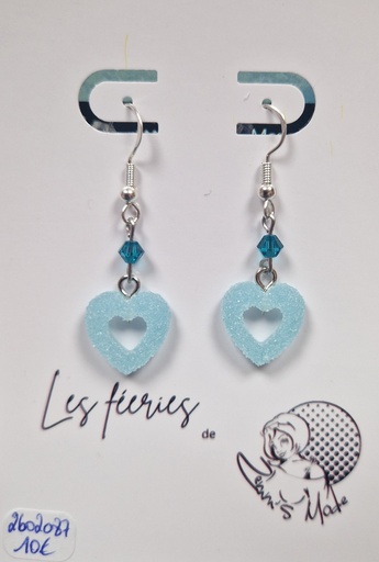 Boucles d'oreilles argentées bonbons bleu toupies PureCrystal Blue Zircon