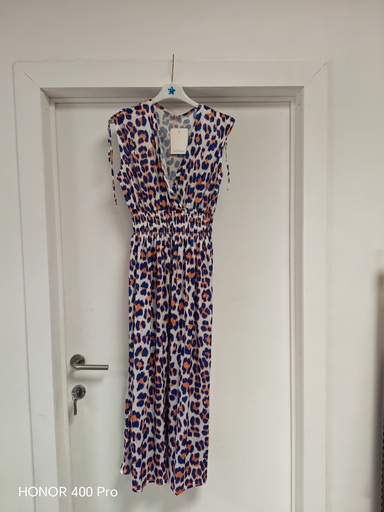 Robe magique léopard "Nala" bleu/orange