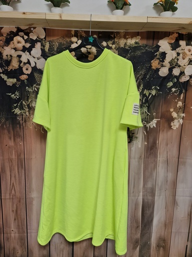 Robe sweat jaune fluo
