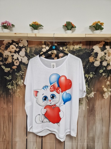 T-shirt funny chat ballon coeur