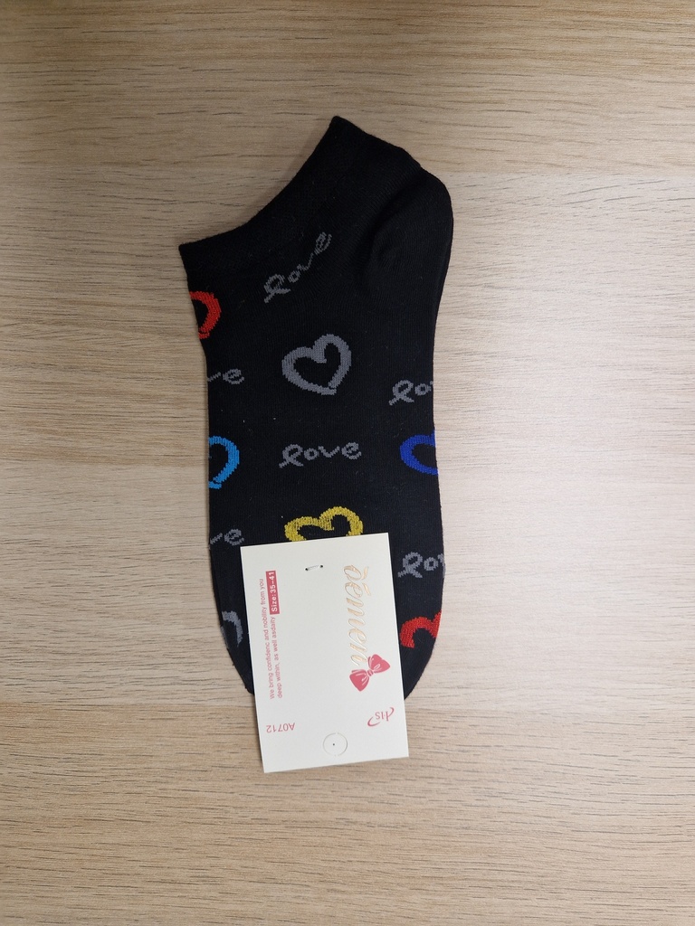 Socquettes pailletées Love cœurs 35/41 noires
