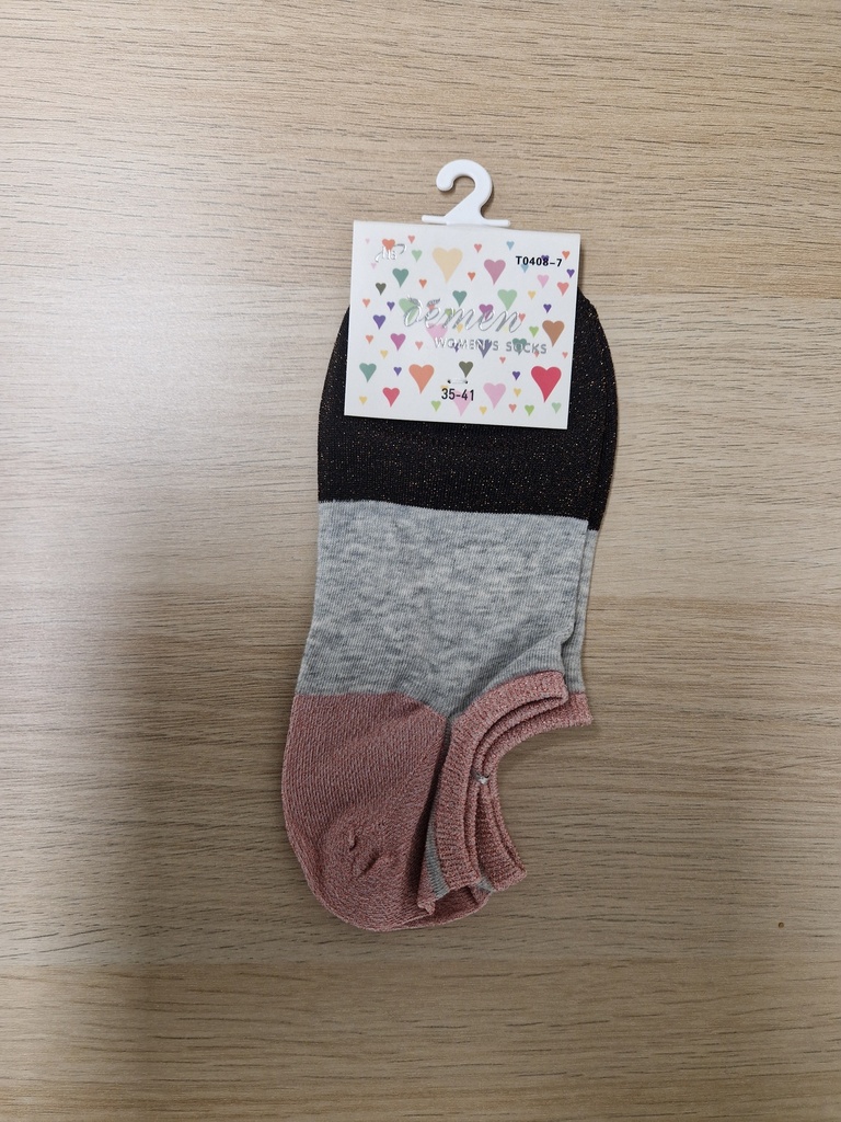 Socquettes tricolores pailletées 35/41 talons roses