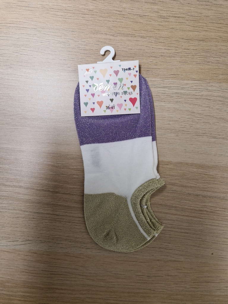 Socquettes tricolores pailletées 35/41 talons dorés