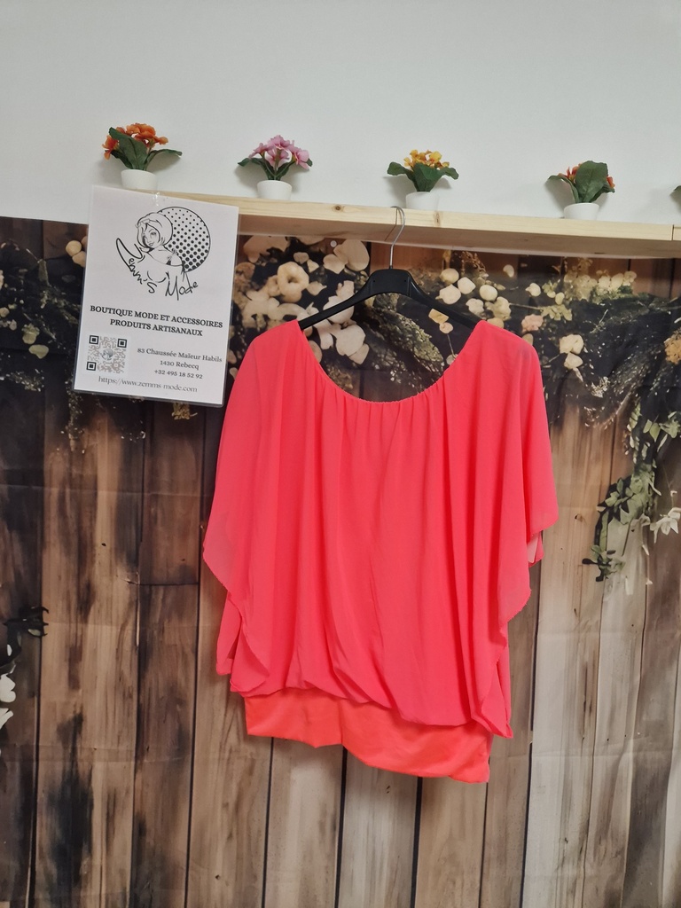 Blouse voile Kenya T2 Rose fluo