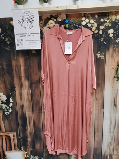 Robe satinée Mimi corail