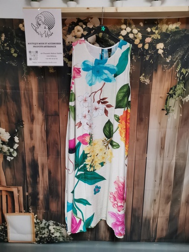 Robe Sabine blanche fleurie 