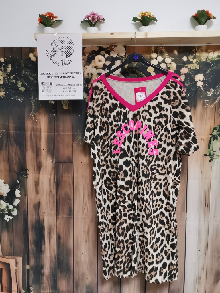 Robe "Les copines" léopard écritures rose