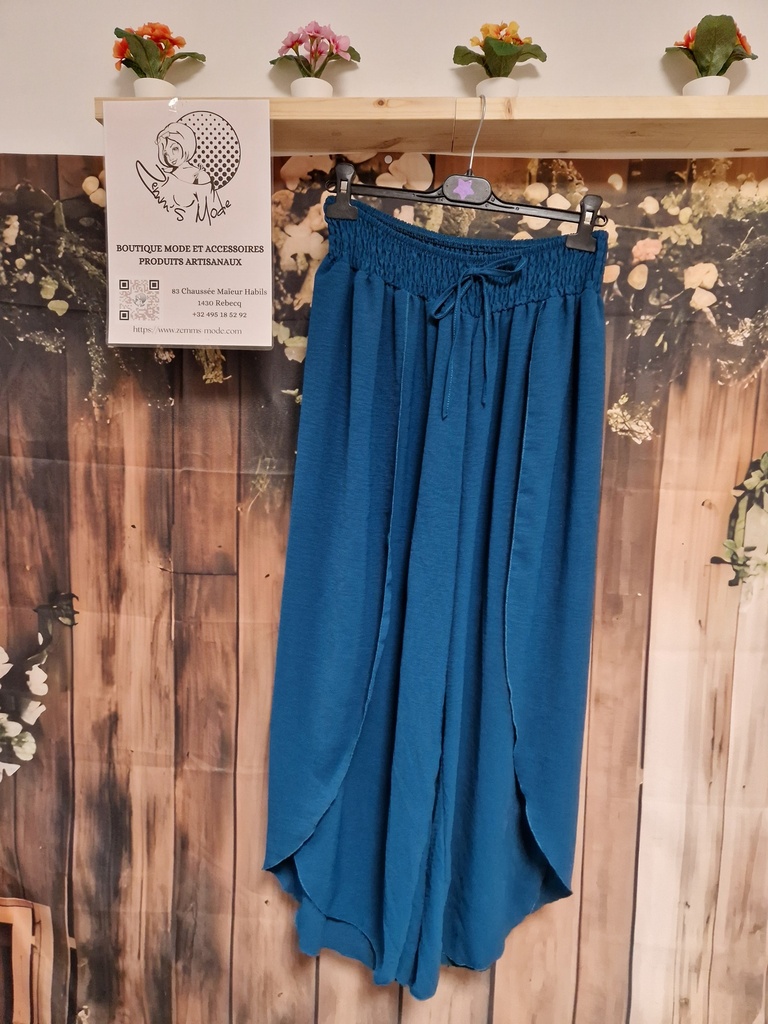 Pantalon porte-feuille "Mimi" bleu canard