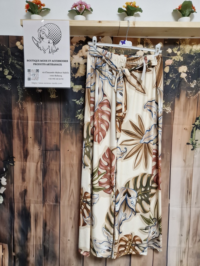 Pantalon "Monstera" beige