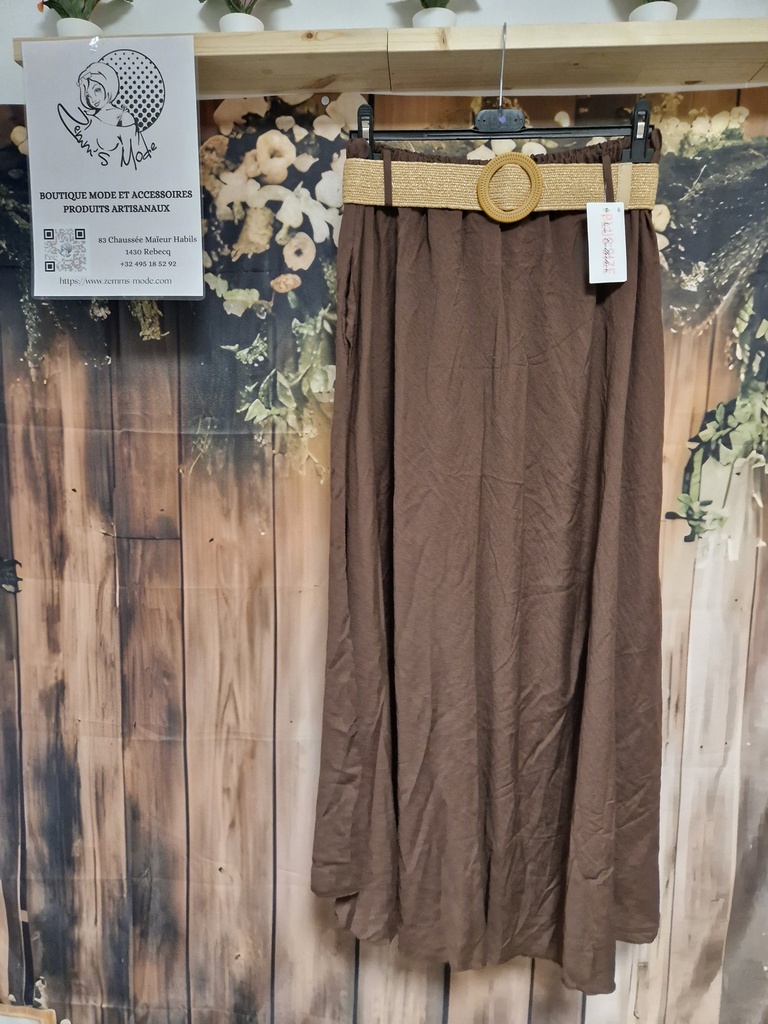 Jupe longue unie "Palmas" chocolat