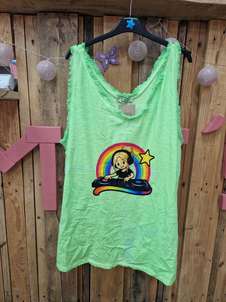 Top "Lasemia" vert fluo "Dj blonde"