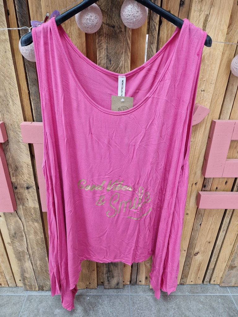 Top tank asymétrique "Sata" GT rose "Good vibes Smile"