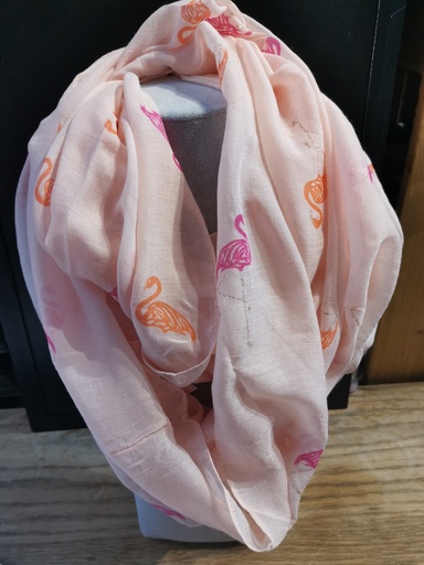  foulard flamant rose tour de cou