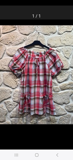 Blouse à carreaux rouge/brun