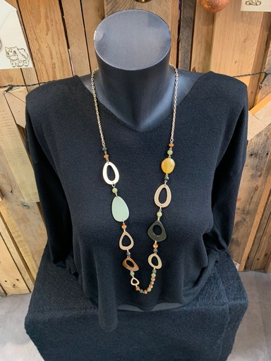 collier long tons kaki/brun/moutarde
