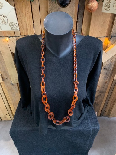 collier long brun/ocre