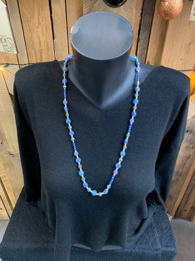 collier perles tons bleus