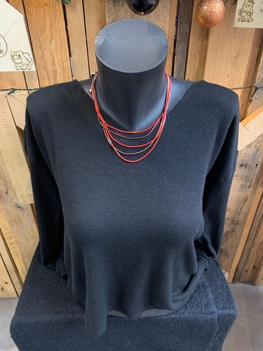 collier rouge 5 rangs