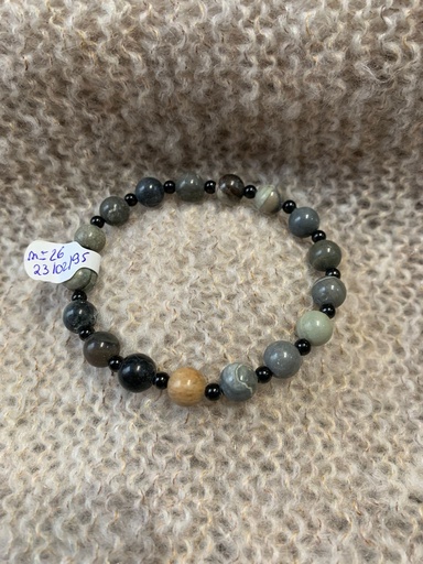 bracelet pierres gris/brun homme