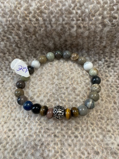 bracelet pierres+boule fleurie